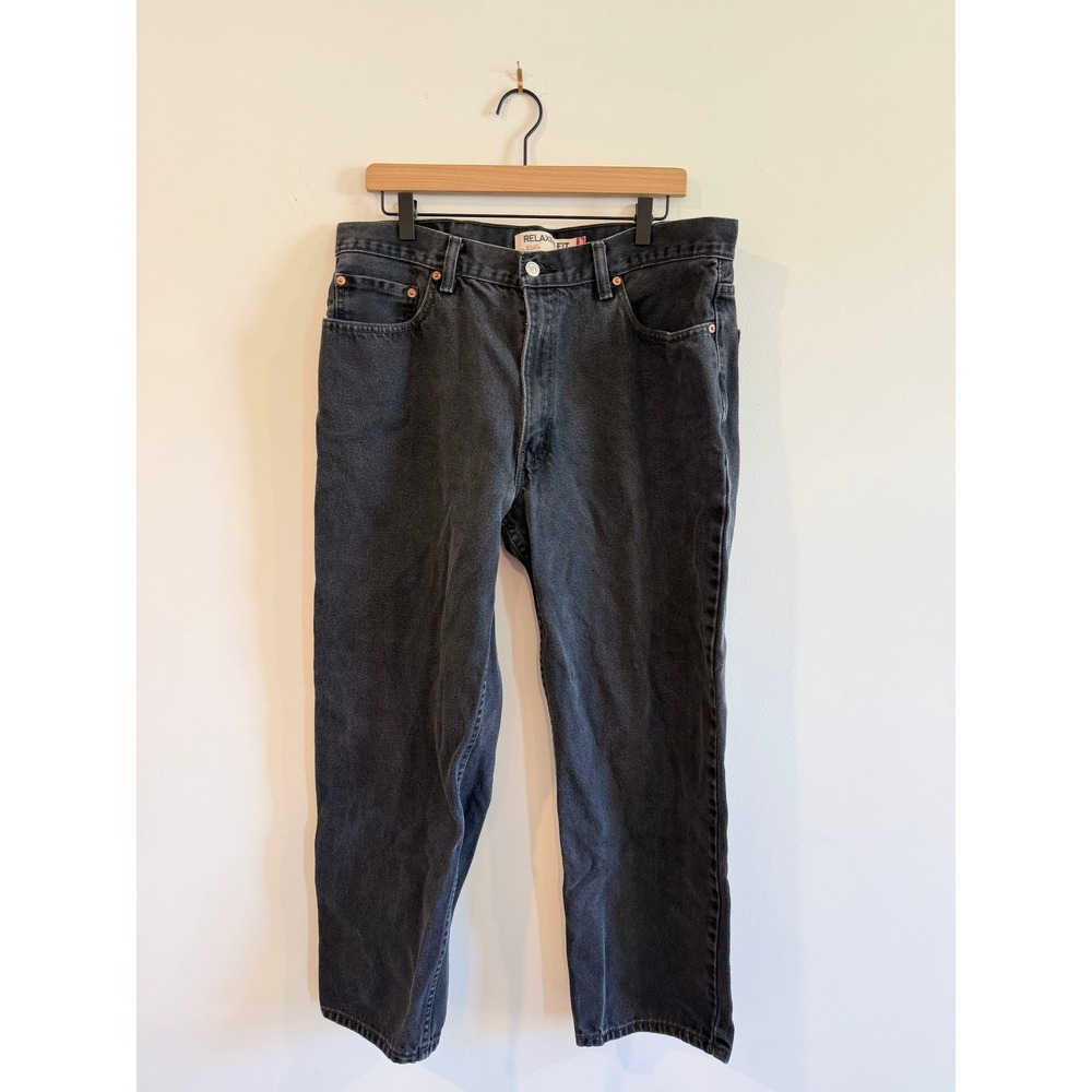 Levis 550 Relaxed Fit Black Denim Jeans Mens 38x30 Tapered Leg 100% Cotton
